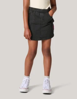 Washed Denim Rok Donkergrijs