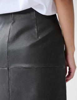 Washed Midi Rok Donkergrijs