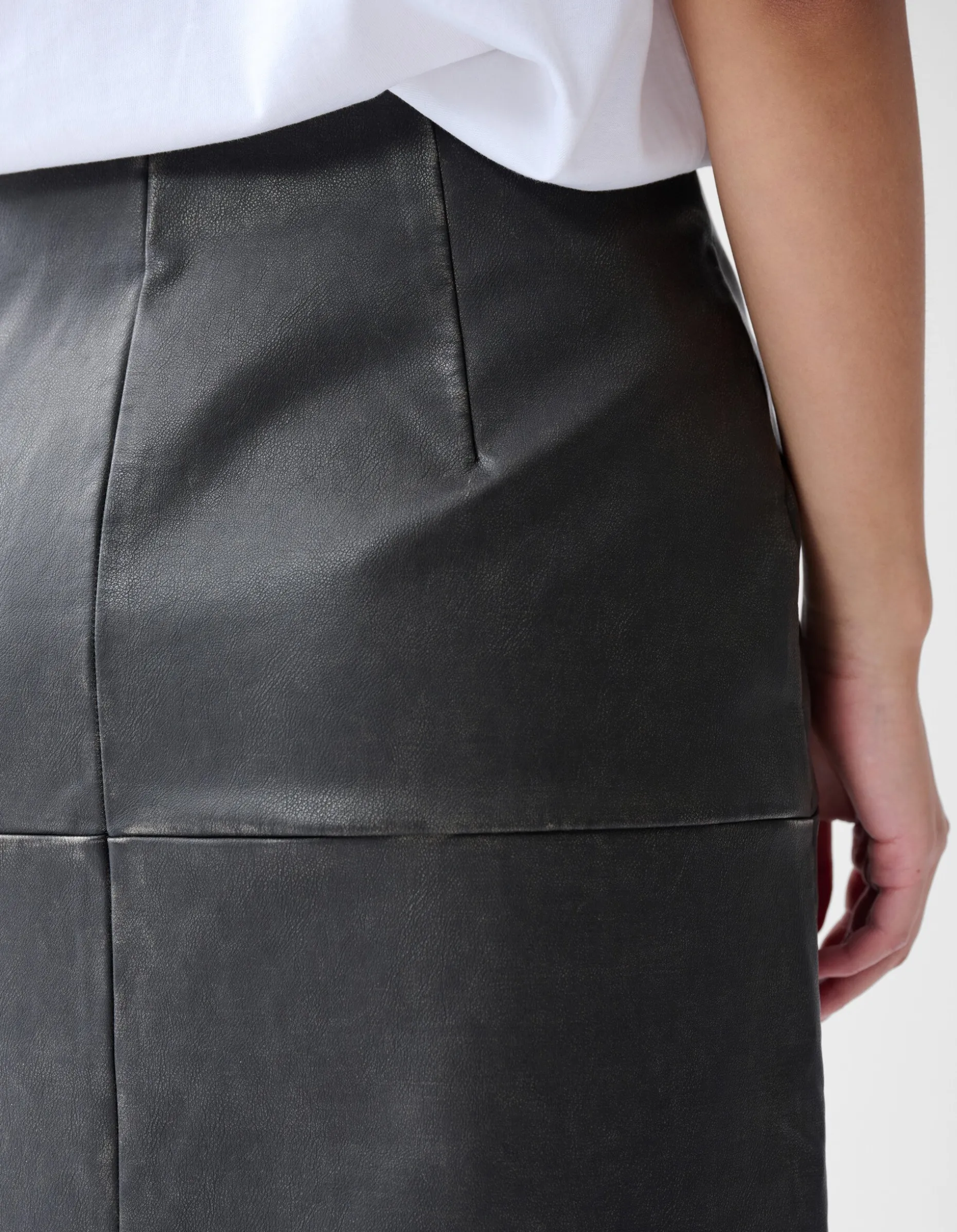 Washed Midi Rok Donkergrijs