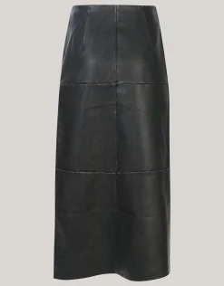 Washed Midi Rok Donkergrijs