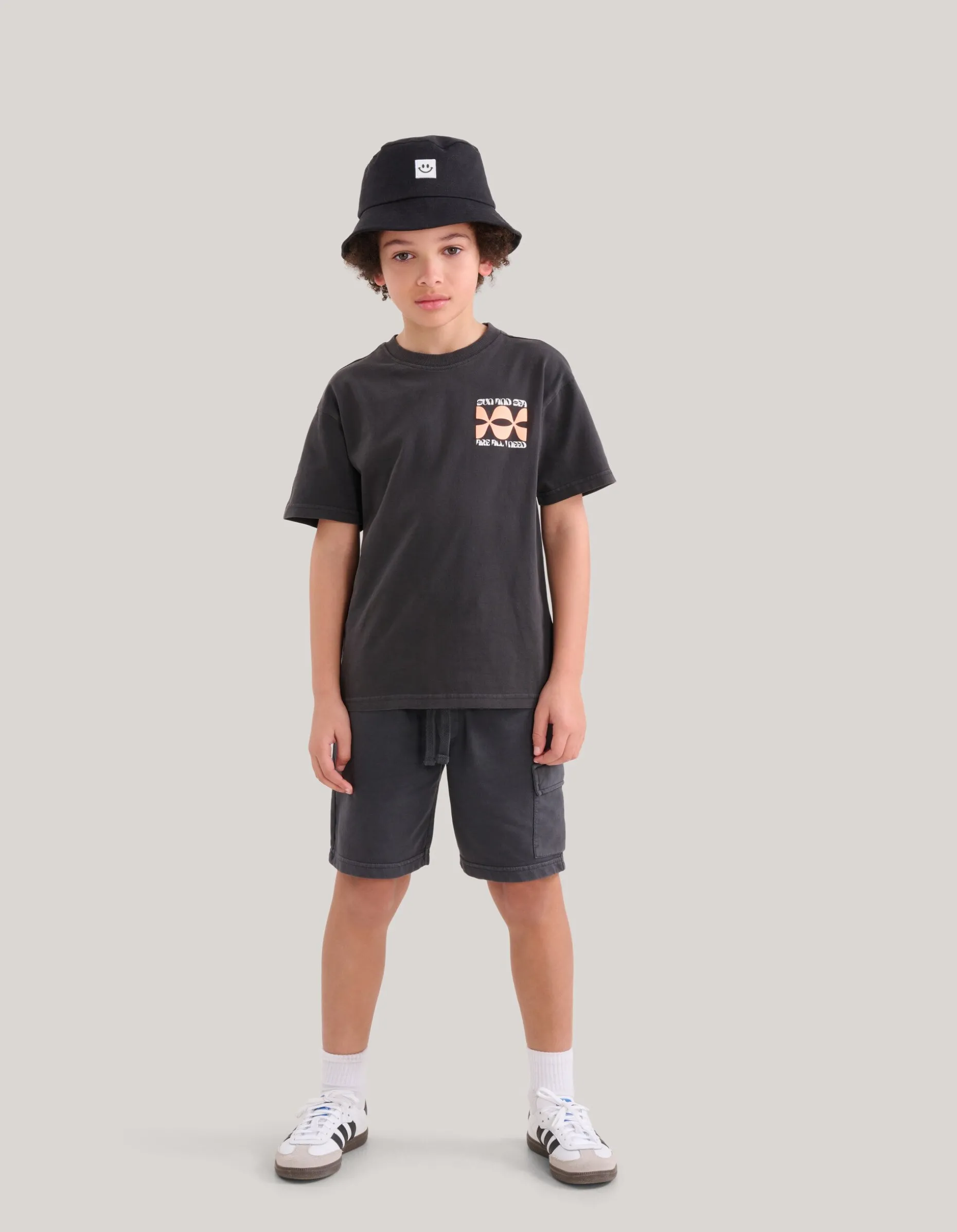 Washed Short Donkergrijs