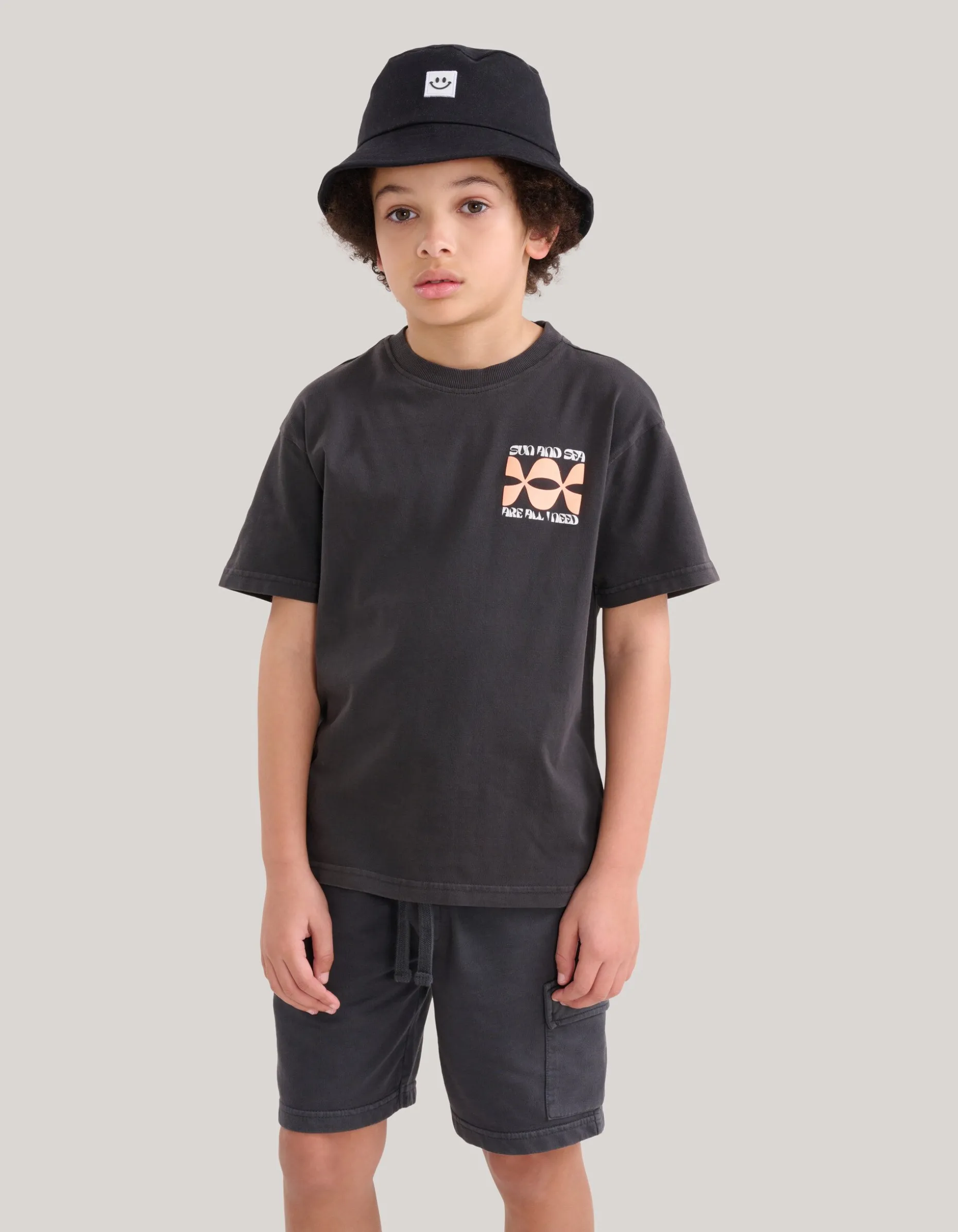 Washed Short Donkergrijs