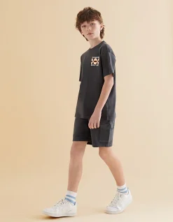 Washed Short Donkergrijs