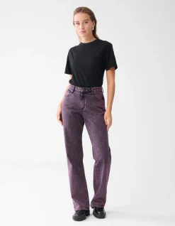 Washed Straight Fit Jeans Paars