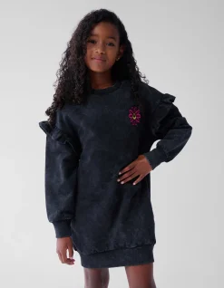 Washed Sweater Jurk Donkergrijs