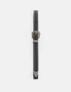 Western Studs Riem Zwart