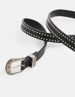 Western Studs Riem Zwart