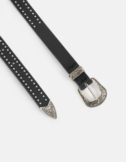 Western Studs Riem Zwart