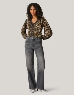 Wide Leg Fit Jeans Donkergrijs