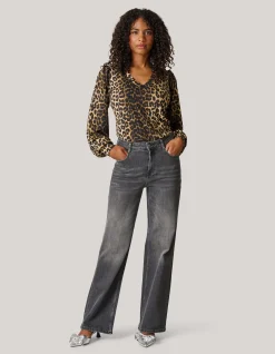 Wide Leg Fit Jeans Donkergrijs