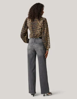 Wide Leg Fit Jeans Donkergrijs