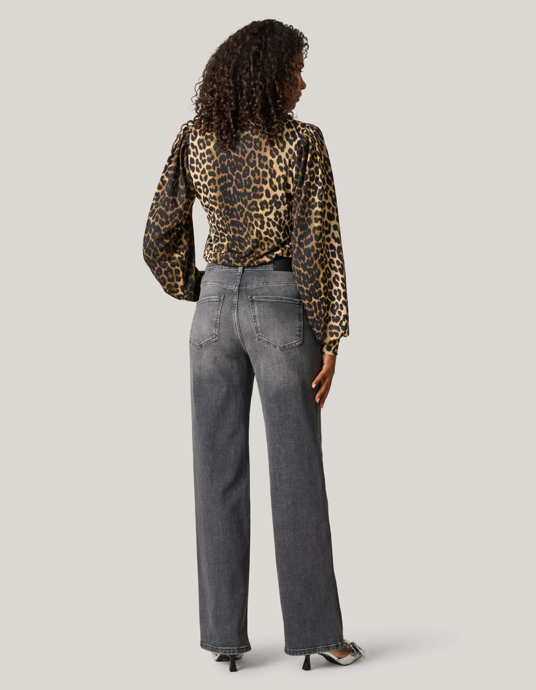 Wide Leg Fit Jeans Donkergrijs