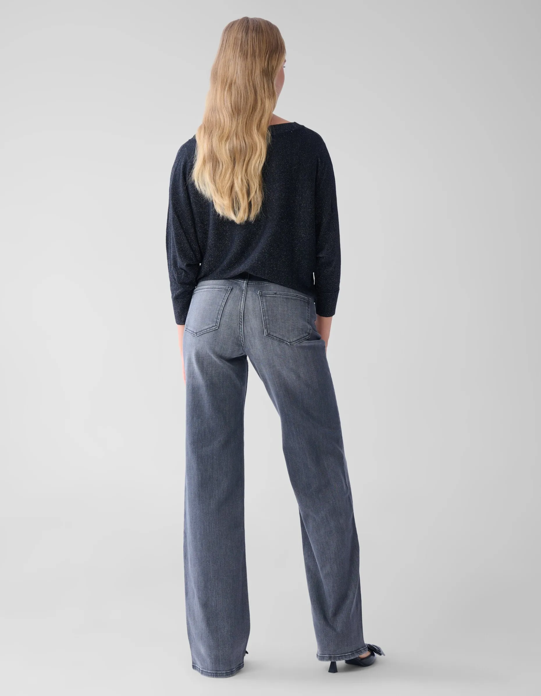 Wide Leg Fit Jeans Extra Long Donkergrijs