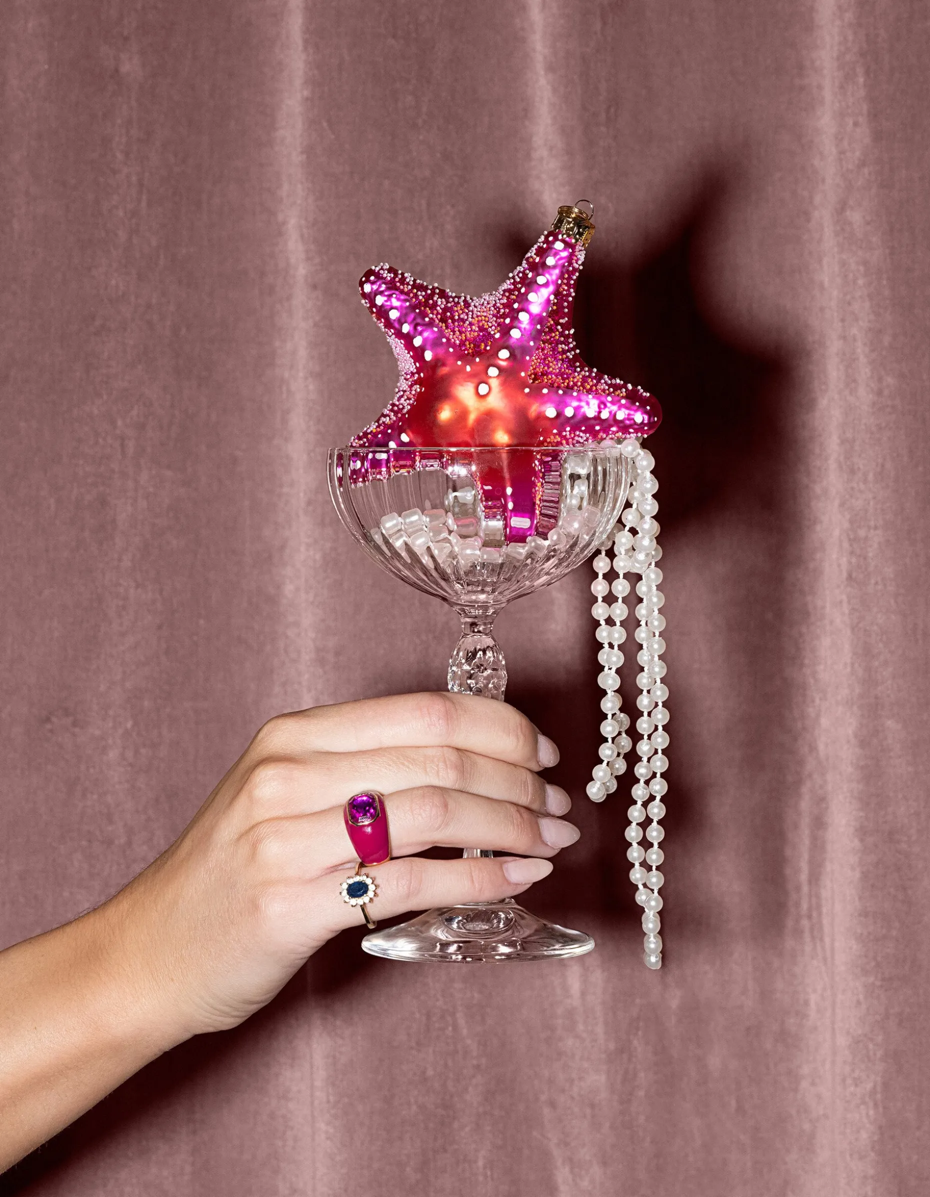 Zeester Kerstbal Roze By Fred