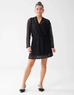 Zigzag Kanten Mini Jurk Zwart