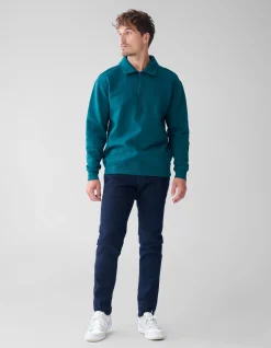 Zipper Badge Sweater Donkergroen