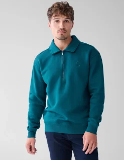 Zipper Badge Sweater Donkergroen