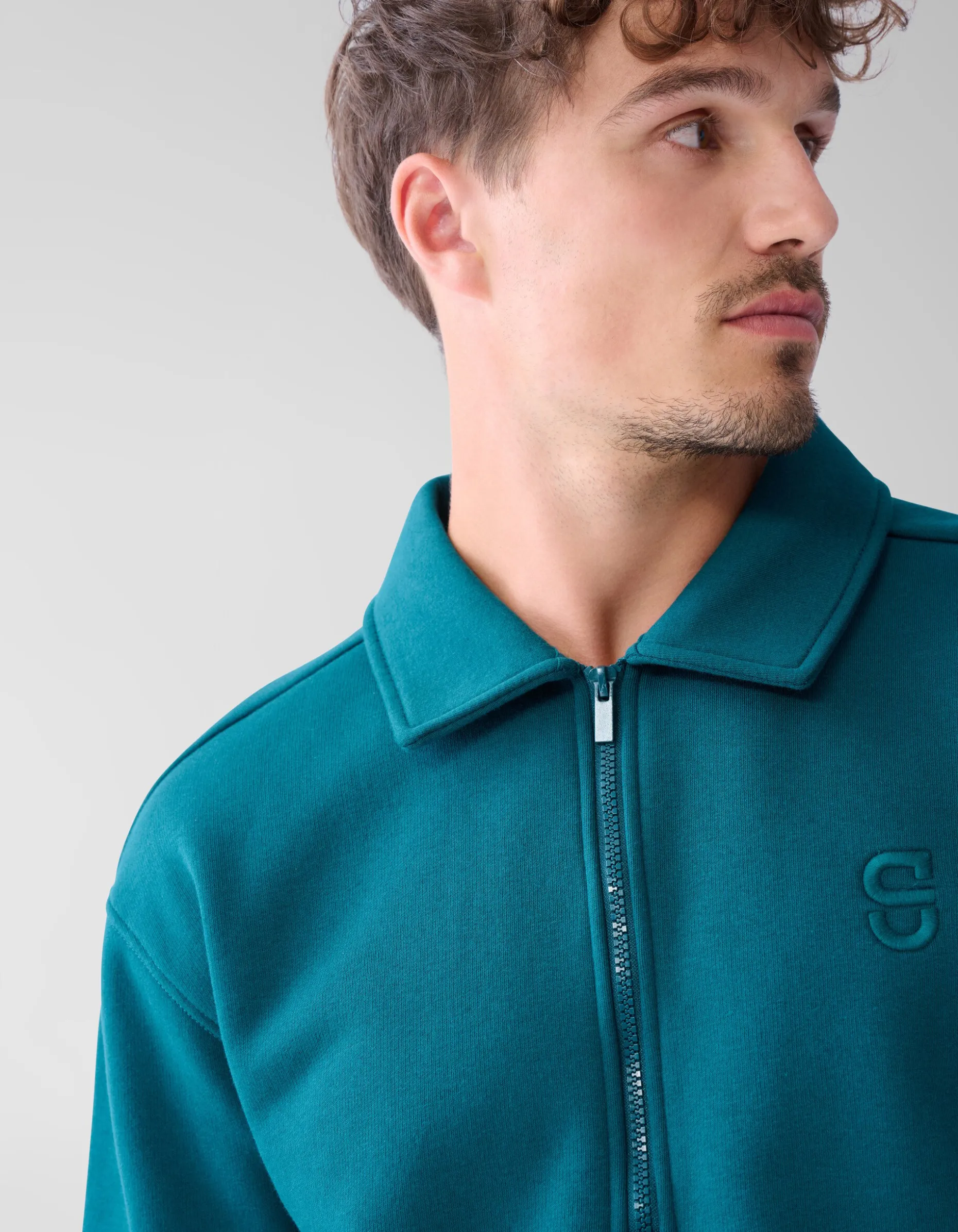 Zipper Badge Sweater Donkergroen