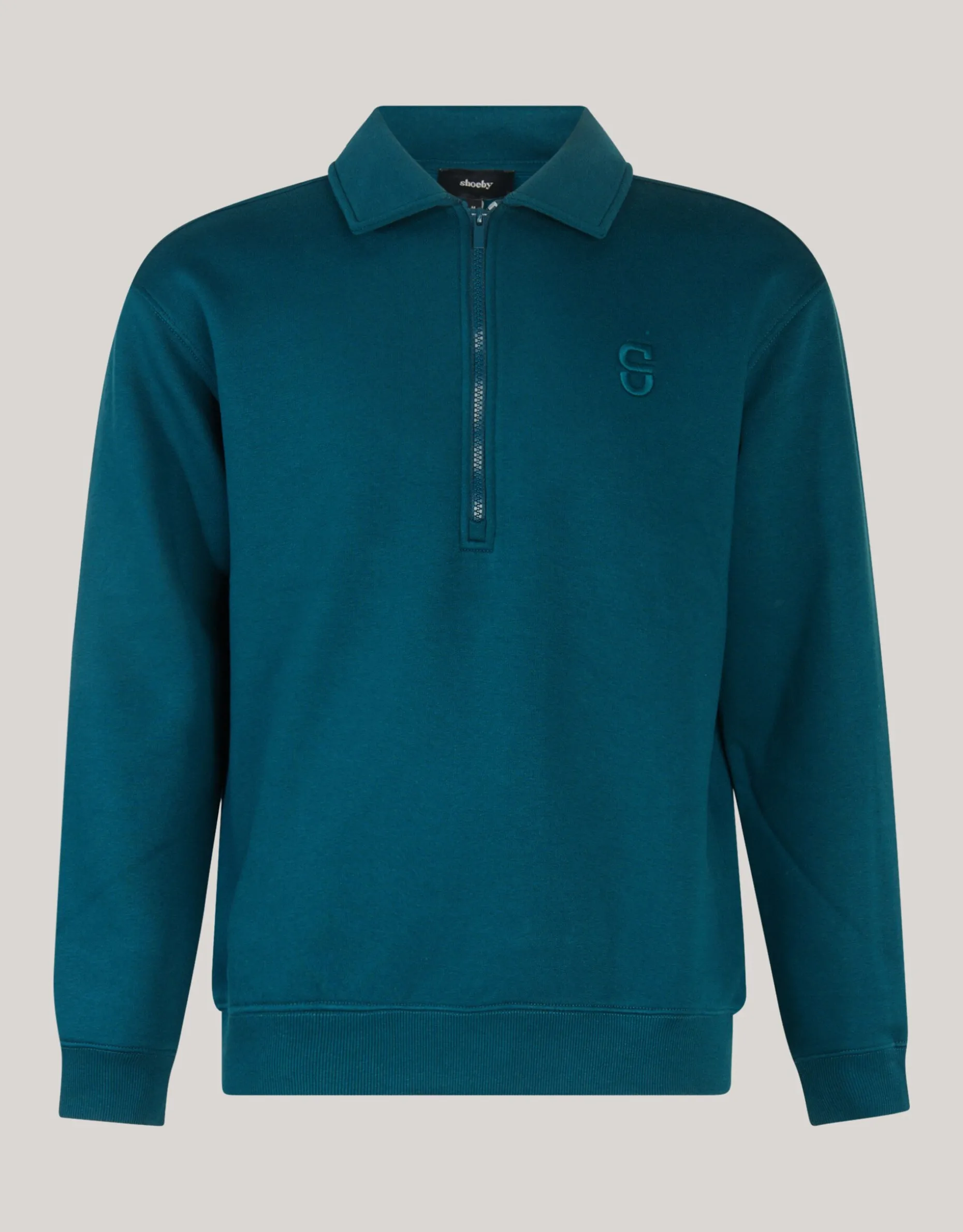 Zipper Badge Sweater Donkergroen