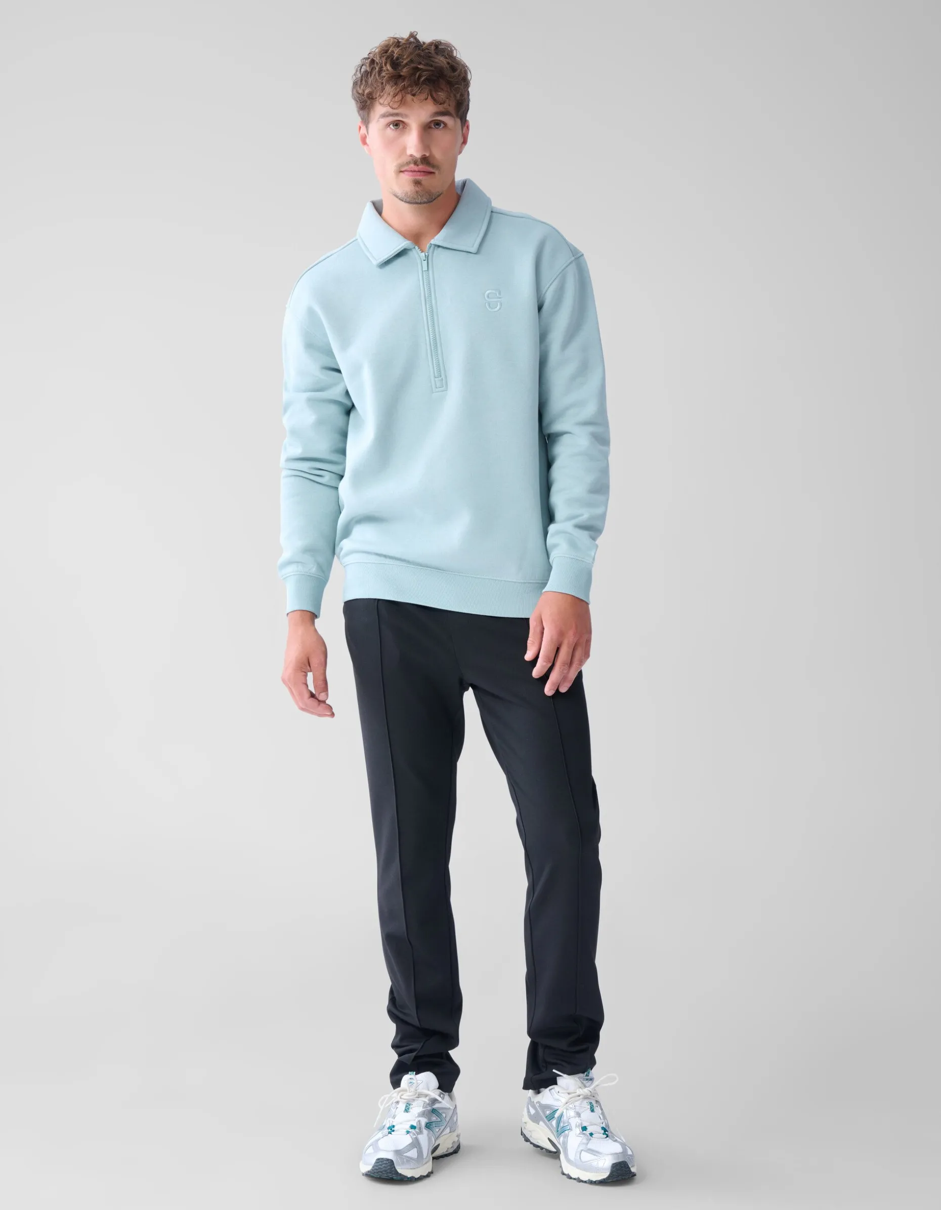 Zipper Badge Sweater Lichtgroen