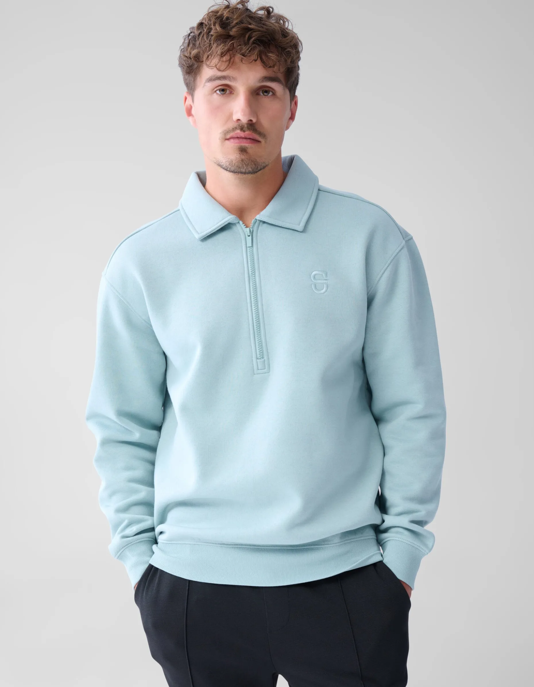 Zipper Badge Sweater Lichtgroen