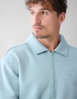 Zipper Badge Sweater Lichtgroen