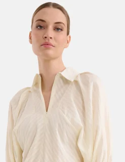 Zipper Stripe Blouse Gebroken Wit