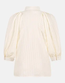 Zipper Stripe Blouse Gebroken Wit