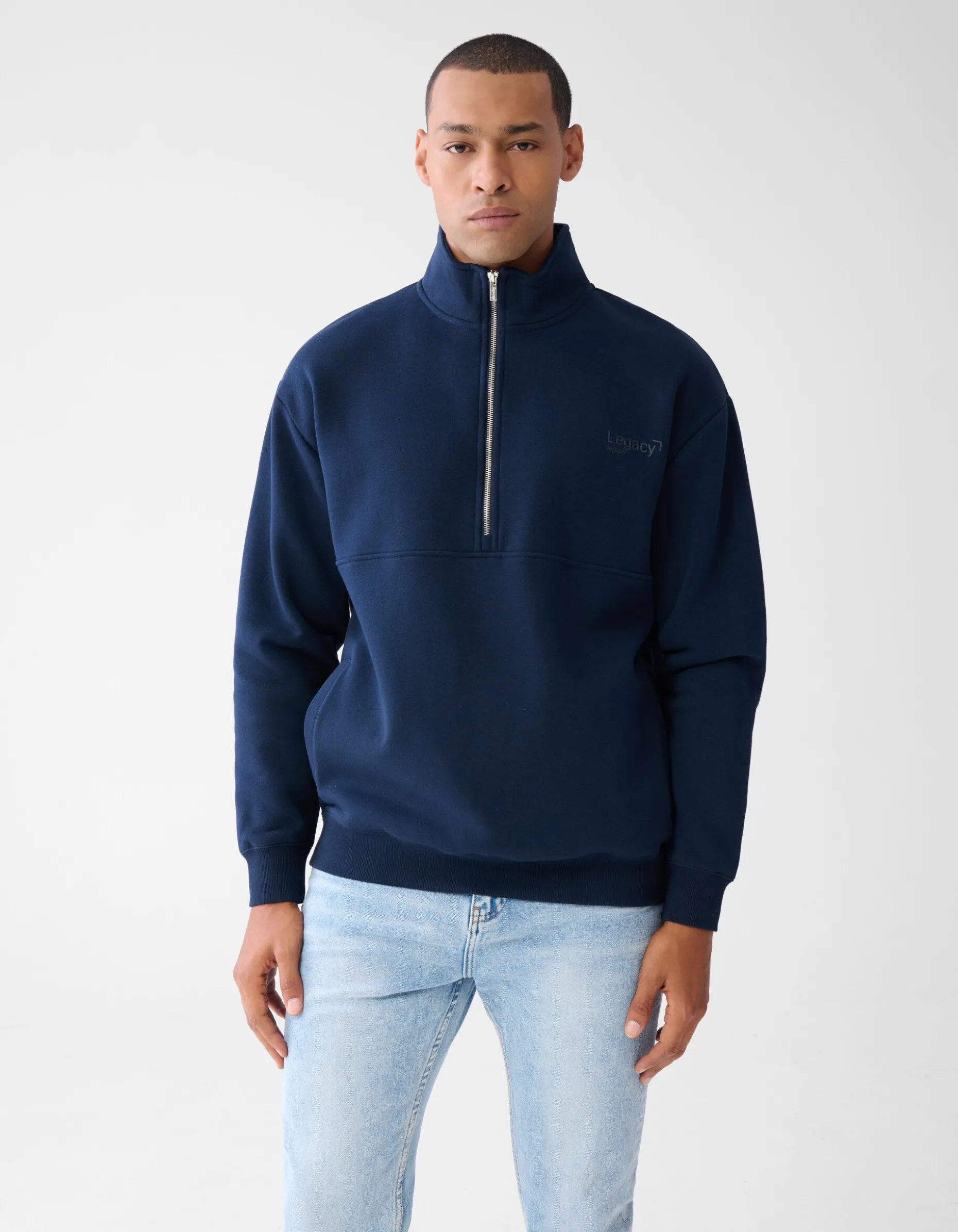 Zipper Sweater Donkerblauw