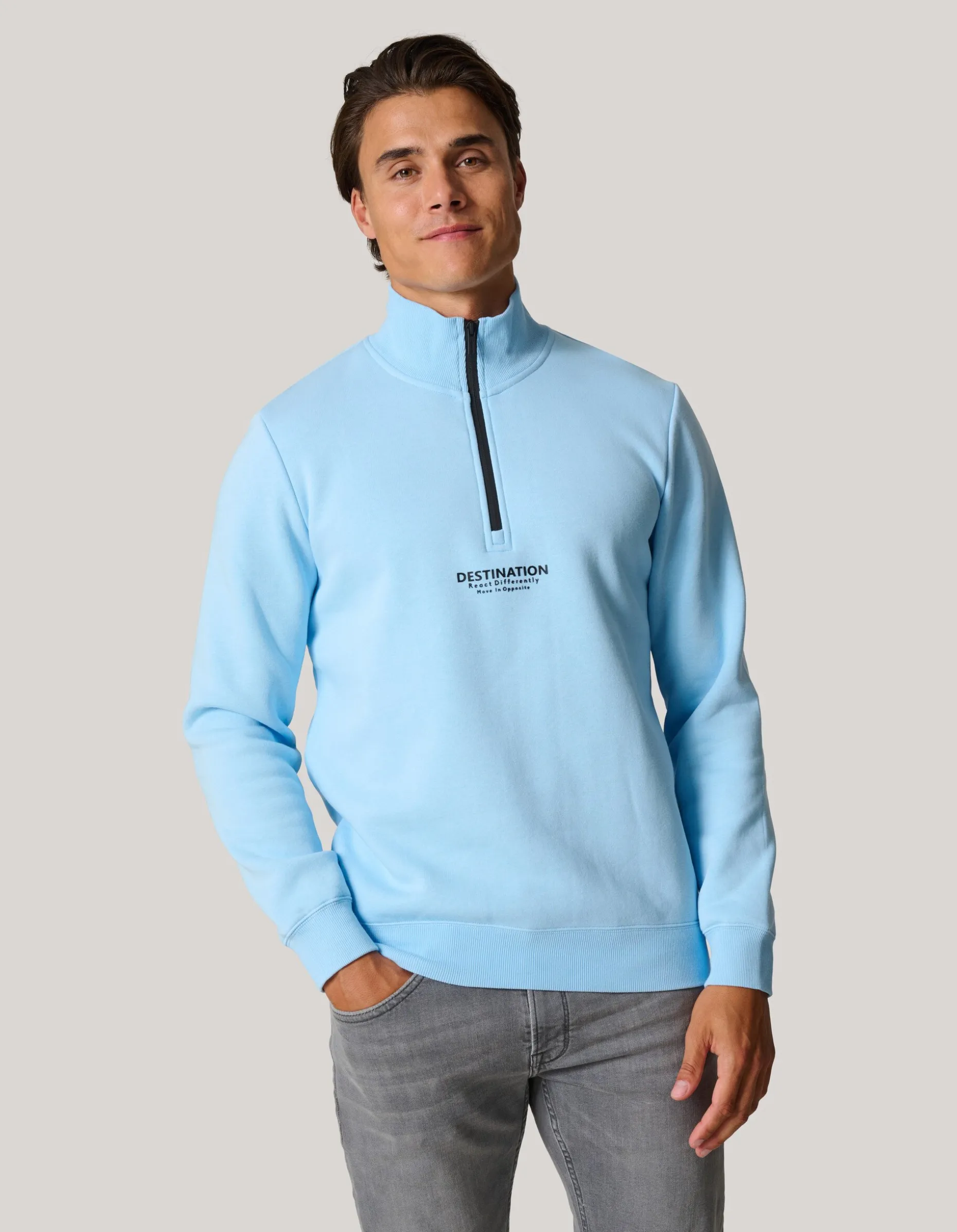 Zipper Sweater Lichtblauw